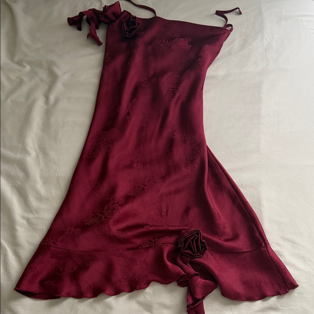 Tinseltown Asymmetrical Burgundy Dress